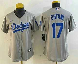 Women%27s Los Angeles Dodgers #17 Shohei Ohtani Gray Cool Base Stitched Jersey